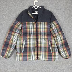 B.P. Plaid Puffer Jacket Black Mulitcolored Men's XL Streetwear